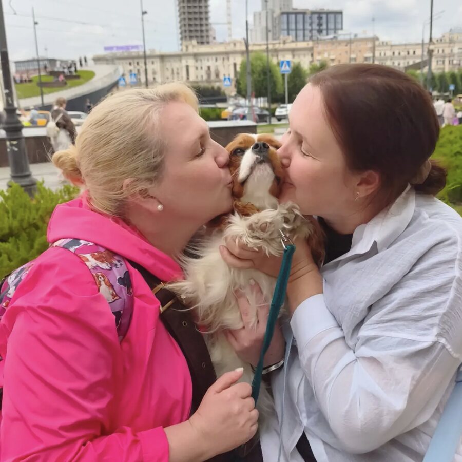 A family with their new puppy