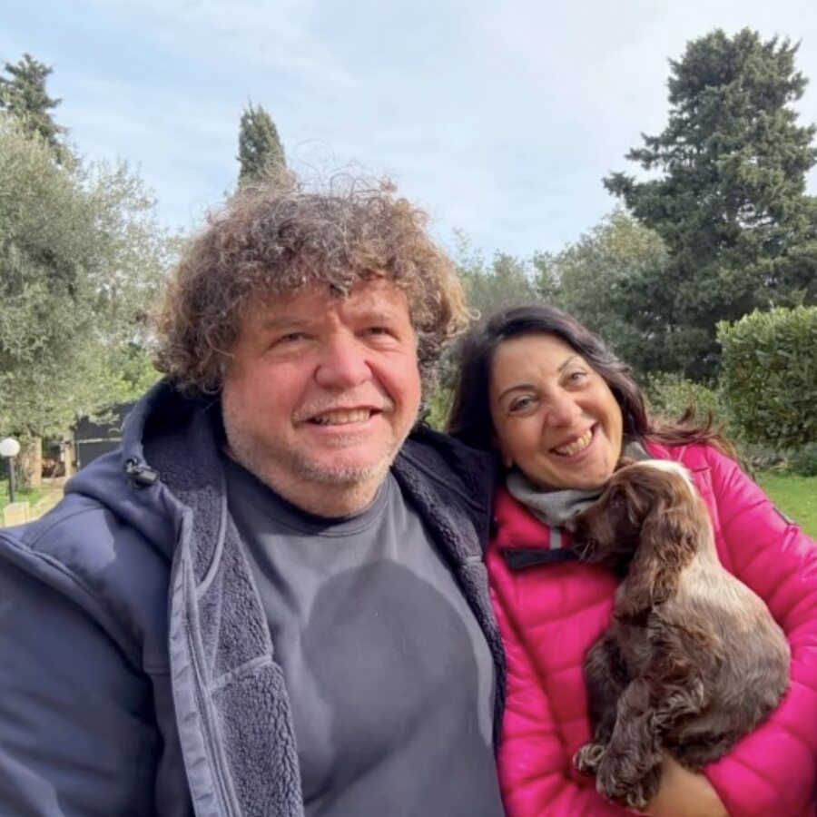 A family with their new puppy