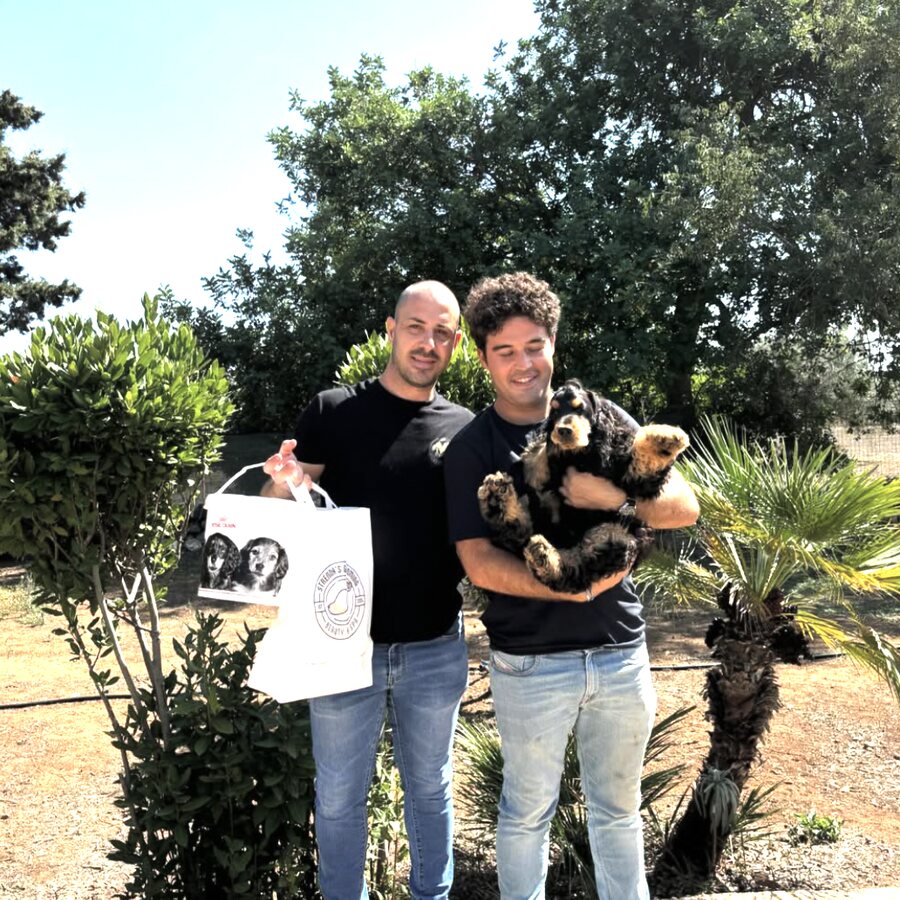 A family collecting their Cocker Spaniel puppy